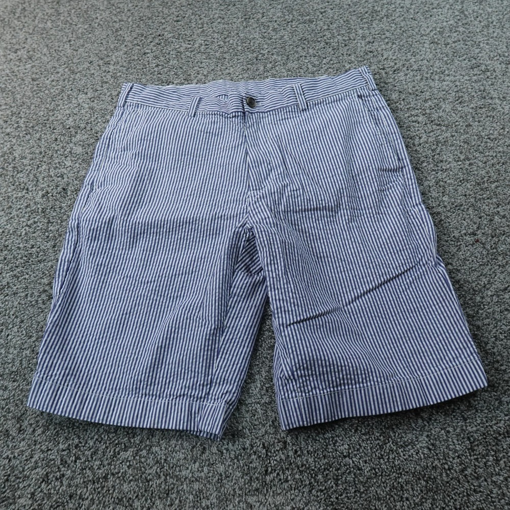 Brooks Brothers Shorts Mens 35 Blue White Striped Seersucker Chino Flat Front